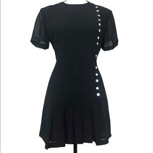 Black Vintage Mini Button Dress